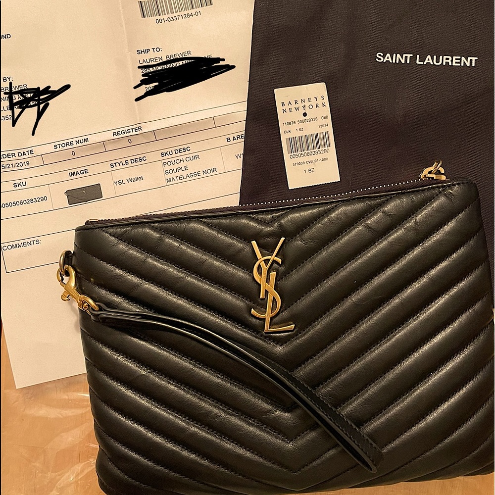 YSL wallet/leather wristlet pouch
